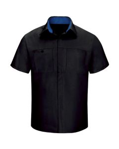 Men's Short Sleeve Perform Plus Shop Shirt w/ Oilblok Tech Black/Royal Blue, Small