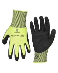 LEGGC160PXL image(0) - Flexzilla® Pro Cut Resistant Sandy Nitrile Dip Gloves, ANSI Level 5, Black/ZillaGreen™, XL