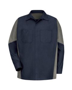 VFISY10CR-RG-L image(0) - Men's Long Sleeve Two-Tone Crew Shirt Charcoal/Royal Blue, Large