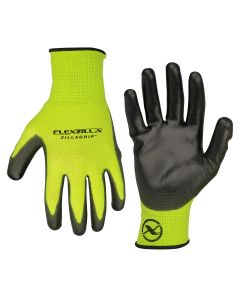 LEGGC300L image(0) - Flexzilla® ZillaGrip™ Polyurethane Dip Gloves, Black/ZillaGreen™, L