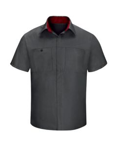 VFISY32CF-RG-L image(0) - Men's Long Sleeve Perform Plus Shop Shirt w/ Oilblok Tech Charcoal/Red, Large