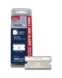 ASR66-0403 image(0) - AccuTec Pro Steel Back Single Edge Razor Blade .009 2 Facet, 100 Pack