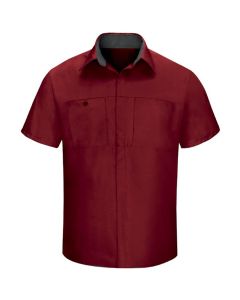 VFISY42FC-SS-XXL image(0) - Men's Short Sleeve Perform Plus Shop Shirt w/ Oilblok Tech Red/Charcoal, XXL