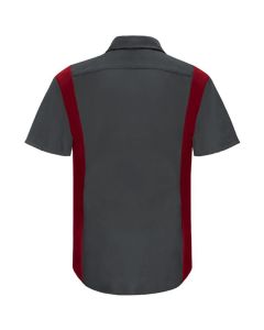 VFISY42CF-SS-5XL image(0) - Men's Short Sleeve Perform Plus Shop Shirt w/ Oilblok Tech Charcoal/ Red, 5XL