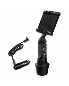 MIZTT-4S-PBT image(0) - Power Boom powered Cupholder mount with universal Navigator Tablet holder.  Single 12V Socket, Dual USB ports with heavy duty 12V power cord and plug