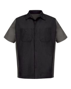 VFISY20BC-SS-L image(0) - Men's Short Sleeve Two-Tone Crew Shirt Black/Charcoal, Large