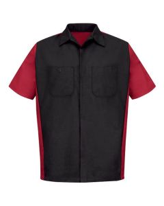 VFISY20BR-SS-XL image(0) - Men's Short Sleeve Two-Tone Crew Shirt Black/Red, XL