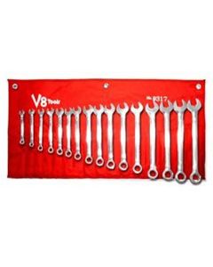 V8T9317 image(0) - V-8 Tools 17PC STANDARD LENGTH COMBO WRENCH SET, MM