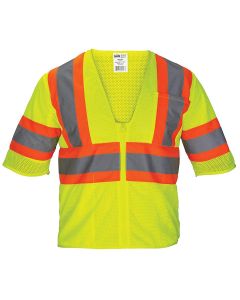 SAS690-2219 image(0) - Class-3 Mesh Yellow Safety Vest w/ Front Zipper, L