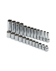 SKT89024 image(0) - SOCKET SET EX.LONG 3/8IN. DRIVE 24PC MET DEEP 6PT