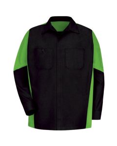 VFISY10BL-RG-5XL image(0) - Men's Long Sleeve Two-Tone Crew Shirt Black/ Lime, 5XL