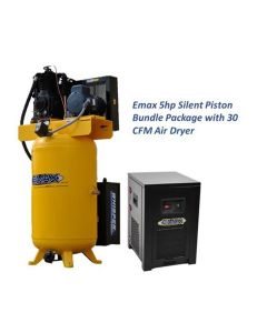 EMXESP05V080I3PK image(0) - EMAX Silent Industrial Plus 5 HP 3- Phase 2-Stage 80 Gal. Vertical Compressor with 30 CFM Dryer Bundle-With Pressure Lube Pump