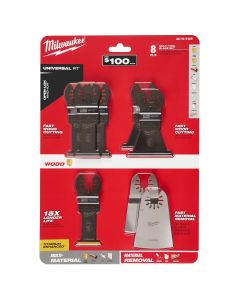 MLW49-10-9125 image(0) - Milwaukee Tool Milwaukee UNIVERSAL FIT OPEN-LOK OSCILLATING MULTI-TOOL 8PC MULTI-TOOL BLADE GP SET