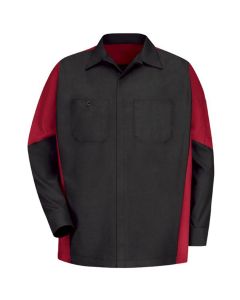 VFISY10BR-RG-M image(0) - Men's Long Sleeve Two-Tone Crew Shirt Black/ Red, Medium