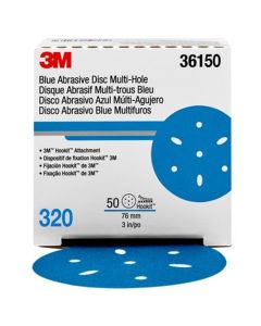 MMM36150 image(0) - 3M Hookit Blue Abrasive Disc Multihole 36150 (4PK)