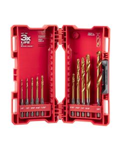 MLW48-89-4633 image(0) - 10-PC SHOCKWAVE RED HELIX TITANIUM DRILL BIT SET