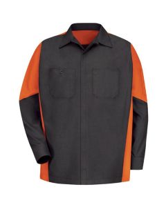 VFISY10CO-RG-4XL image(0) - Men's Long Sleeve Two-Tone Crew Shirt Charcoal/Orange, 4XL