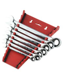 KTI45602 image(0) - 7pc Rev. Ratcheting Metric Wrench Set 8-18mm