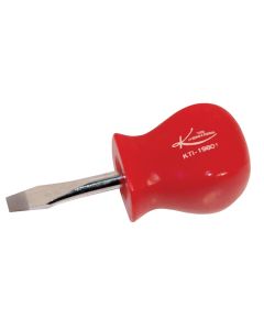 KTI19801 image(0) - K Tool International Stubby Slotted Screwdriver with Red Square Handle