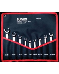 SUN9809A image(0) - 9 Pc Polish SAE Metric Flare Nut Wrench Set