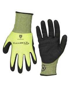 LEGGC160PL image(0) - Flexzilla® Pro Cut Resistant Sandy Nitrile Dip Gloves, ANSI Level 5, Black/ZillaGreen™, L