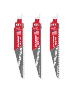 MLW48-00-5341 image(0) - 6" 6 TPI THE WRECKER™ with Carbide Teeth SAWZALL® Blade 3PK