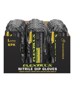 LEGGC100L-6X-12Q image(0) - Flexzilla® Nitrile Dip Gloves, Black, 6-Pack, L, 12-Piece PDQ