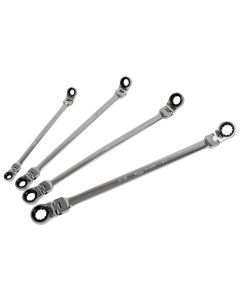 KTI43100 image(0) - 4pc SAE XL Dbl Box Rat Flex Rev Spline Wrench Set