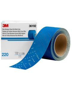 MMM36192 image(0) - 3M Hookit Blue Abrasive Sheet Roll Multihole (4PK)