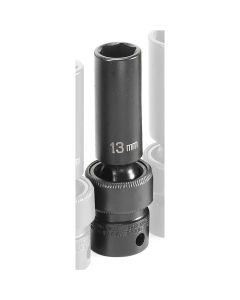 GRE1013UMD image(0) - Grey Pneumatic SOC 13MM 3/8D IMP UNIV 6PT DP BLK