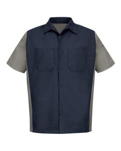 Men's Short Sleeve Two-Tone Crew Shirt Navy/Grey, 5XL