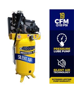 EMAX 5 HP 1 PH 80 GALLON VERTICAL WITH AIR SILENCER-With Pressure Lube Pump