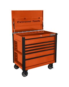 41 in. 6-Drawer Tool Cart w/Bumpers, Orange w/Blac