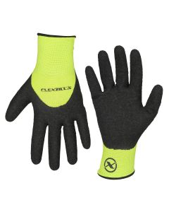 LEGGC241PL image(0) - Flexzilla® Pro 3/4 Crinkle Latex Dip Gloves, Crinkle Latex Palm, Black/ZillaGreen™, L