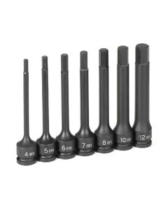 GRE1247MH image(0) - 3/8" Dr. 7 Pc.  4" Length Metric Hex Driver Set