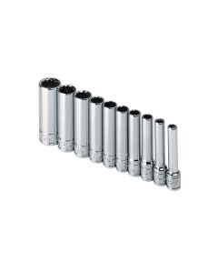 SOCKET SET 1/4IN. DRIVE 10PC SAE DEEP 12 POINT