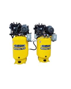 EMXESP07A080V1 image(0) - EMAX Silent Air 20hp V4 3PH 160 gallon Horizontal Duplex mounted alternating Piston Compressor --w/Pressure Lubricated pumps