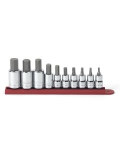 KDT80579 image(0) - 10PC 3/8" & 1/2" DRIVE SAE HEX BIT SOCKET SET