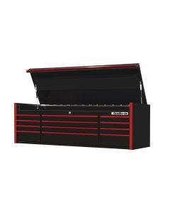 72in 12-Drawer Top Chest, Black-Red Handles