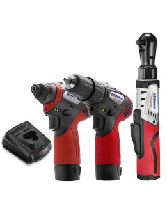 ACDARW12103-K11 image(0) - ACDelco G12 Series 12V Cordless Li-ion ¼" Impact Driver, 3/8" Drill Driver & Brushless Ratchet Wrench Combo Tool Kit with 2 Batteries