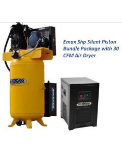 EMXESP05V080I1PK image(0) - EMAX Silent Industrial Plus 5 HP 1- Phase 2-Stage 80 Gal. Vertical Compressor with 30 CFM Dryer Bundle-With Pressure Lube Pump