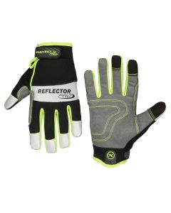 LEGGH400PL image(0) - Flexzilla® Pro High Dexterity Reflector Gloves, 3M™ Scotchlite™ Reflective Material, Gray/Black/ZillaGreen™, L