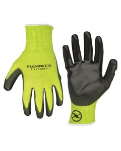 LEGGC300M image(0) - Flexzilla® ZillaGrip™ Polyurethane Dip Gloves, Black/ZillaGreen™, M