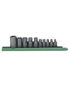 KDT80582 image(0) - 10PC 1/4, 2/7, & 1/2"DR EXTERNAL TORX SOCKET SET