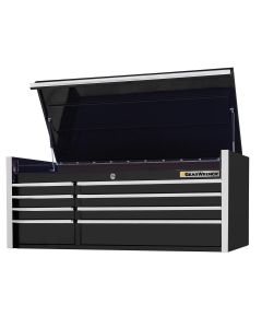 55in 8-Drawer Top Chest, Black- Chrome Handles