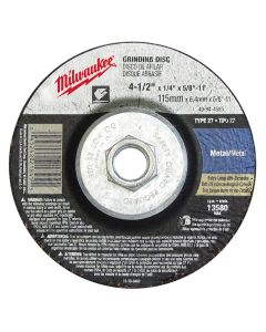 MLW49-94-4525 image(0) - Milwaukee Tool 4-1/2" x 1/8" x 5/8-11" Grinding Wheel (Type 27)