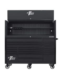 EXTRX723020HRMK image(0) - RX Series 72"W x 30"D Pro Hutch & 19 Drawer Roller Cabinet Combo; Matte Black w Black Drawer Pulls