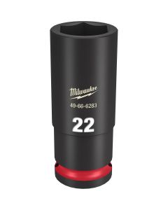 MLW49-66-6283 image(0) - Milwaukee Tool SHOCKWAVE Impact Duty  1/2"Drive 22MM Deep 6 Point Socket