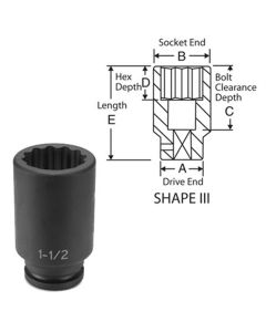 GRE3170D image(0) - SOC 2-3/16 3/4D IMP 12PT DP BLK