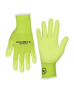 LEGGC290M image(0) - Flexzilla® Bamboo Crinkle Latex Dip Gloves, ZillaGreen™, For Women, M